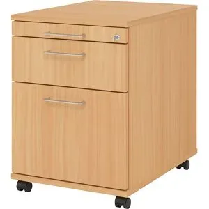 Rollcontainer, 1 Utensilienschub, 1 Materialschub, 1 Hängeregistratur, Tiefe 580 mm, Dekor Buche eurokraft pro