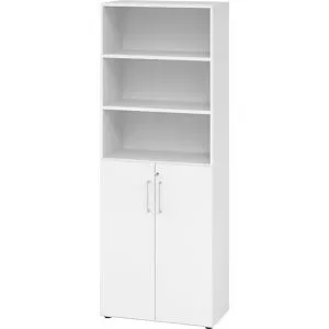 RENATUS - Büroregalschrank, 5 Fachböden, 6 Ordnerhöhen, davon 3 offen, weiß eurokraft pro