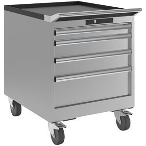 Schubladenschrank, Breite 564 mm, fahrbar, 4 Schubladen, HxT 723 x 725 mm, lichtgrau LISTA