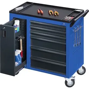 Werkstattwagen JUMBO, mit Vertikalauszug und 6 Schubladen, HxBxT 935 x 900 x 460 mm, enzianblau eurokraft pro