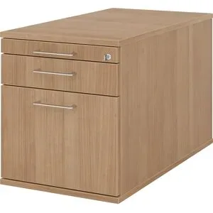 Rollcontainer, 1 Utensilienschub, 1 Materialschub, 1 Hängeregistratur, Tiefe 800 mm, Dekor Nussbaum eurokraft pro