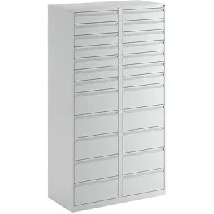 Schubladenschrank, Stahl, HxBxT 1800 x 1000 x 500 mm, 24 Schubladen, Schubladen lichtgrau eurokraft basic