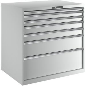 Schubladenschrank, 7 Schubladen, BxTxH 1023 x 725 x 1000 mm, lichtgrau LISTA