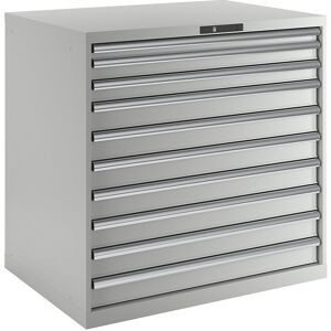 Schubladenschrank, 10 Schubladen, BxTxH 1023 x 725 x 1000 mm, lichtgrau LISTA