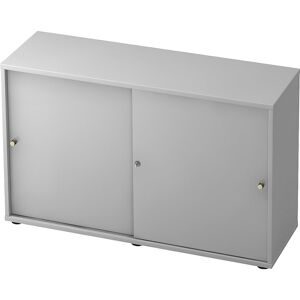 Schiebetürenschrank, 1 Fachboden, Mitteltrennwand, lichtgrau / lichtgrau eurokraft pro