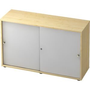 Schiebetürenschrank, 1 Fachboden, Mitteltrennwand, Dekor Ahorn / alusilber eurokraft pro