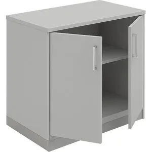 kaiserkraft THEA - Flügeltürschrank, 1 Fachboden, 2 Ordnerhöhen, lichtgrau