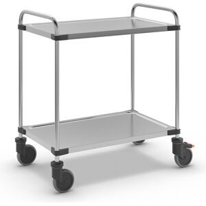 kaiserkraft Servierwagen aus Edelstahl, mit 2 Etagen, LxBxH 870 x 570 x 950 mm, montiert