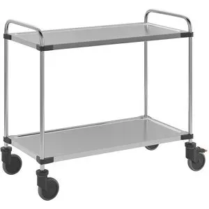 kaiserkraft Servierwagen aus Edelstahl, mit 2 Etagen, LxBxH 1070 x 570 x 950 mm, montiert