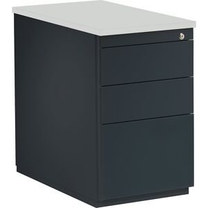 Schubladencontainer, HxT 720 x 800 mm, 2 Materialschübe, 1 Hängeregistratur, anthrazitgrau / anthrazitgrau / lichtgrau mauser