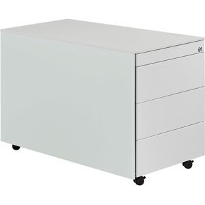 Schubladencontainer mit Rollen, HxT 570 x 800 mm, Stahlplatte, 3 Schubladen, lichtgrau / lichtgrau / lichtgrau mauser