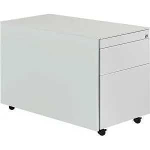 Schubladencontainer mit Rollen, HxT 570 x 800 mm, 1 Materialschub, 1 Hängeregistratur, lichtgrau / lichtgrau / lichtgrau mauser
