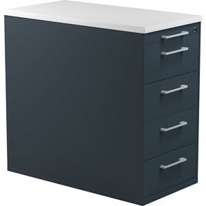 Schubladencontainer mit Sockel, Höhe 720 mm, Kunststoffplatte, 4 Schubladen, anthrazitgrau / anthrazitgrau / lichtgrau mauser