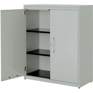 Flügeltürenschrank, HxB 1180 x 1000 mm, Kunststoffplatte, 2 Fachböden, lichtgrau / lichtgrau / lichtgrau mauser