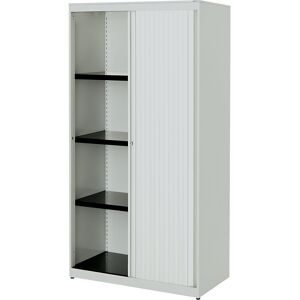 Querrollladenschrank, HxBxT 1516 x 800 x 432 mm, Stahlplatte, 3 Fachböden, lichtgrau / lichtgrau / lichtgrau mauser