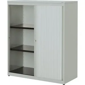Querrollladenschrank, HxBxT 1180 x 1000 x 432 mm, Kunststoffplatte, 2 Fachböden, lichtgrau / lichtgrau / lichtgrau mauser