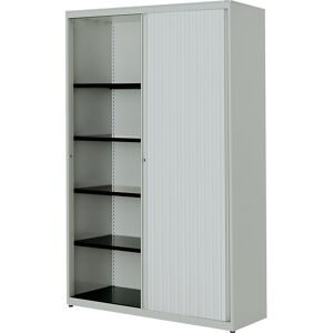 Querrollladenschrank, HxBxT 1516 x 1000 x 432 mm, Stahlplatte, 3 Fachböden, lichtgrau / lichtgrau / lichtgrau mauser