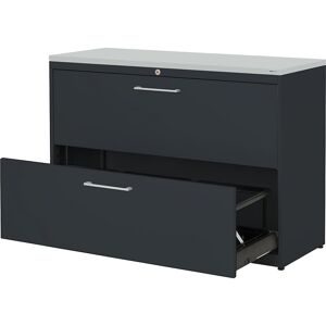 Hängeregistraturschrank, Kunststoffplatte, 2 Auszüge, 3-bahnig, mit Dämpfung, anthrazitgrau / anthrazitgrau / lichtgrau mauser