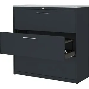 Hängeregistraturschrank, Kunststoffplatte, 3 Auszüge, 3-bahnig, mit Dämpfung, anthrazitgrau / anthrazitgrau / lichtgrau mauser