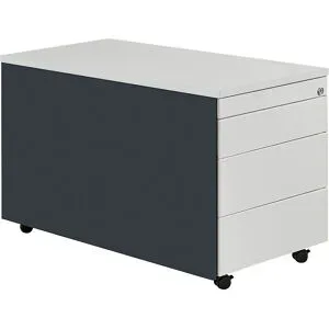 Schubladencontainer mit Rollen, HxT 529 x 800 mm, Kunststoffplatte, 3 Schubladen, anthrazitgrau / lichtgrau / lichtgrau mauser