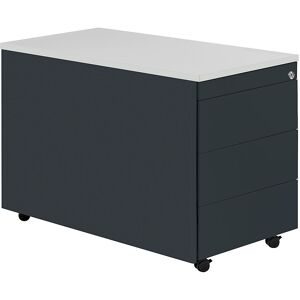 Schubladencontainer mit Rollen, HxT 579 x 800 mm, Kunststoffplatte, 3 Schubladen, anthrazitgrau / anthrazitgrau / lichtgrau mauser