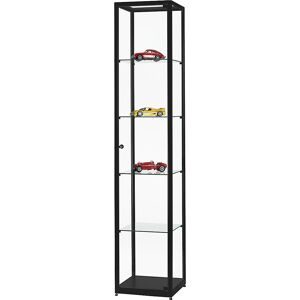 kaiserkraft Vitrine, Höhe 1984 mm, ohne Beleuchtung, BxT 400 x 400 mm, quadratisch, schwarz