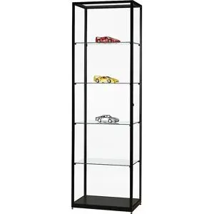 kaiserkraft Vitrine, Höhe 1984 mm, ohne Beleuchtung, BxT 600 x 400 mm, rechteckig, schwarz