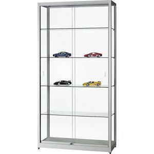 kaiserkraft Vitrine, Breite 1000 mm, ohne Beleuchtung, HxT 1972 x 400 mm, ohne Unterschrank, silber