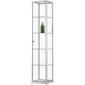kaiserkraft Vitrine, Höhe 1984 mm, ohne Beleuchtung, BxT 800 x 400 mm, rechteckig, schwarz, Türen vorne