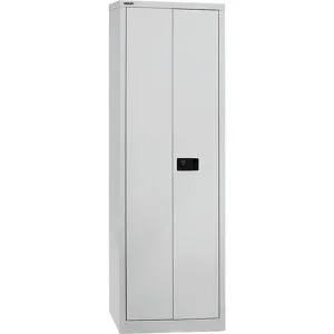 UNIVERSAL Flügeltürenschrank, HxBxT 1950 x 600 x 400 mm, 4 Fachböden, 5 Ordnerhöhen, lichtgrau BISLEY