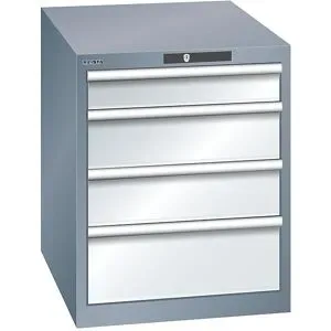 Schubladenschrank, 4 Schubladen, BxTxH 564 x 724 x 700 mm, grau metallic / lichtgrau LISTA