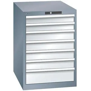 Schubladenschrank, Stahlblech, HxB 800 x 564 mm, 7 Schubladen, grau metallic / lichtgrau LISTA
