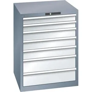 Schubladenschrank, 7 Schubladen, BxTxH 717 x 725 x 850 mm, Tragkraft 75 kg, grau metallic / lichtgrau LISTA