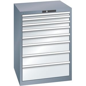 Schubladenschrank, Stahlblech, HxB 1000 x 717 mm, 8 Schubladen, grau metallic / lichtgrau LISTA