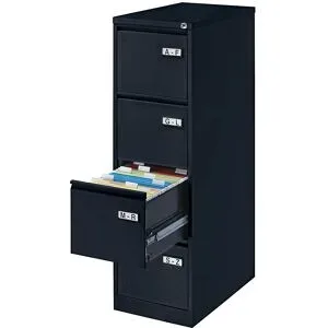 Hängeregistraturschrank LIGHT, 1-bahnig, 4 Schübe, DIN A4, tiefschwarz, ab 2 Stk BISLEY