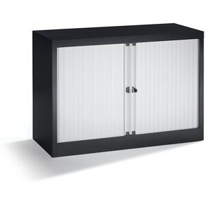 Euro-Rollladenschrank, Breite 1000 mm, 1 Fachboden, tiefschwarz / lichtgrau BISLEY