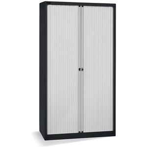 Euro-Rollladenschrank, Breite 1000 mm, 4 Fachböden, tiefschwarz / lichtgrau BISLEY