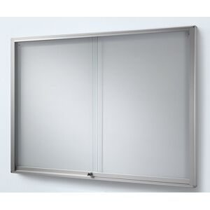 Schaukasten, Alu-Rahmen, Schiebetüren, 18 x DIN A4, schwer entflammbar, BxHxT 1330 x 970 x 50 mm eurokraft pro