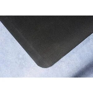 Arbeitsplatzmatte für Schweißarbeitsplätze, schwarz, abgeschrägte Mattenränder BxH 900x12,5 mm, max. Länge 18,3 m