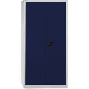 UNIVERSAL Flügeltürenschrank, HxBxT 1806 x 914 x 400 mm, 3 verzinkte Fachböden, 4 Ordnerhöhen, lichtgrau / oxfordblau BISLEY
