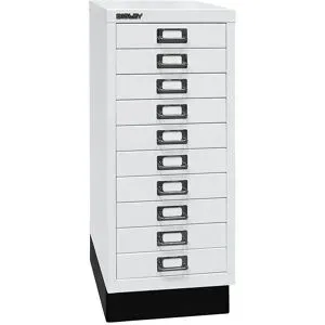 MultiDrawer? 29er Serie, mit Sockel, DIN A4, 10 Schubladen, verkehrsweiß BISLEY