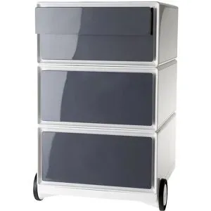 Rollcontainer easyBox®, 2 Schubladen, 2 Schübe flach, weiß / anthrazit EasyBox