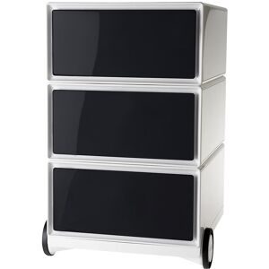 Rollcontainer easyBox®, 3 Schubladen, weiß / schwarz EasyBox