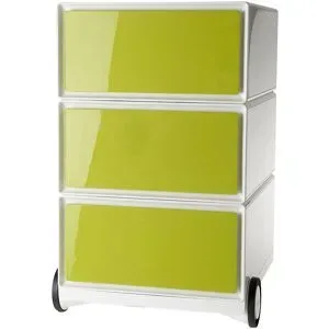 Rollcontainer easyBox®, 3 Schubladen, weiß / grün EasyBox