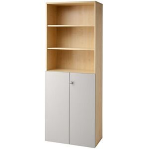Kombi-Schrank, 5 Fachböden, 2 Flügeltüren, Ahorn-Dekor / alusilber eurokraft pro
