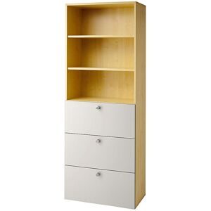 Kombi-Schrank, 2 Fachböden, 3 Hängeregistraturschübe, Ahorn-Dekor / alusilber eurokraft pro
