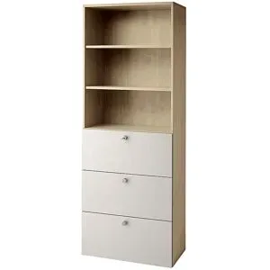 Kombi-Schrank, 2 Fachböden, 3 Hängeregistraturschübe, Nussbaum-Dekor / alusilber eurokraft pro