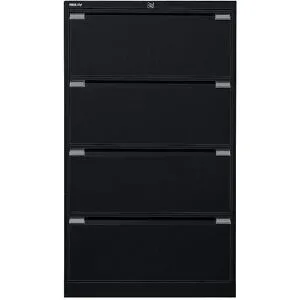 Hängeregistraturschrank, 2-bahnig, 4 Schübe, DIN A4, tiefschwarz BISLEY