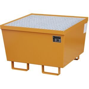 Stahl-Auffangwanne mit Randprofilierung, für 1 x 200-l-Fass, orange RAL 2000 eurokraft pro