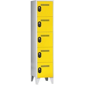 5er-Schließfachschrank Köln, 1 Abteil, lichtgrau / zinkgelb, 400 mm Wolf